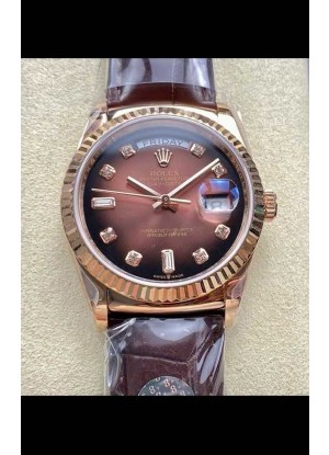 Reloj Rolex Day Date 128235, oro rosa, esfera marrón degradada, superclon