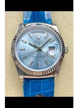 Reloj Rolex Day Date 128236 de acero inoxidable con esfera de cristal azul hielo, réplica perfecta
