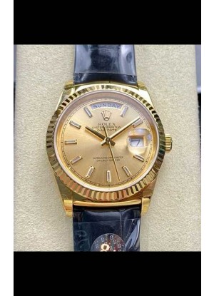Reloj Rolex Day Date 128238 de oro amarillo con esfera de cristal dorado, superclon
