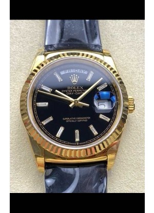 Reloj Rolex Day Date 128238 de oro amarillo con esfera de cristal negro, réplica de alta calidad