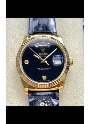 Reloj Rolex Day Date 128238 de oro amarillo con esfera negra, réplica de alta calidad