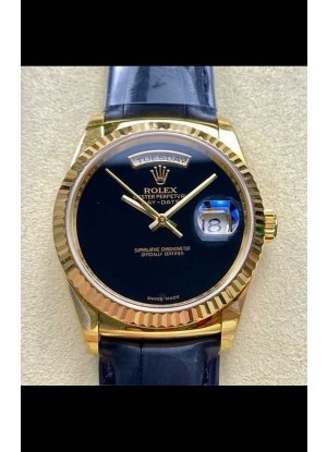 Reloj Rolex Day Date 128238 de oro amarillo con esfera negra, réplica de alta calidad