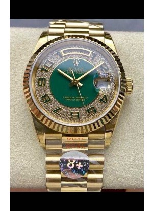 Reloj Rolex Day Date 118238 de oro amarillo con diamantes y esfera, réplica perfecta