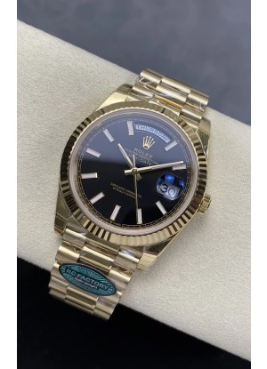 Reloj Rolex Day Date 228238 de oro amarillo con esfera negra, réplica de alta calidad