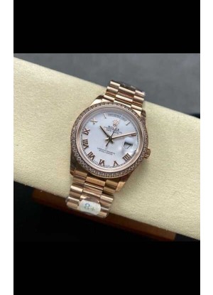 Reloj Rolex Day Date 128345RBR Superclon de oro rosa con esfera blanca