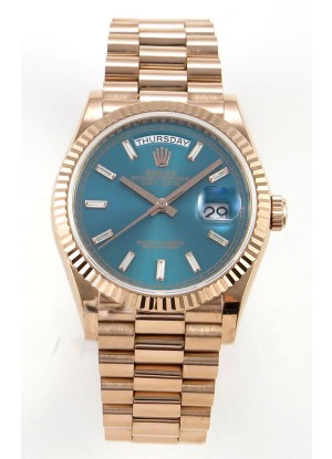 Reloj Rolex Day Date 128345 de oro rosa con esfera de cristal verde, réplica de alta calidad