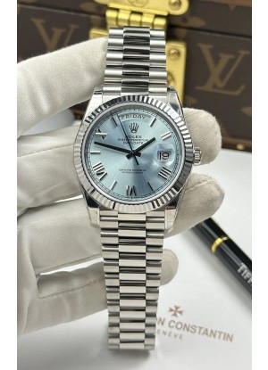 Reloj Rolex Day Date 228236 de acero inoxidable con esfera azul hielo, réplica de alta calidad