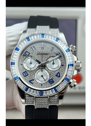 Reloj Rolex Daytona 116599 con movimiento libre, oro blanco y diamantes engastados, superréplica