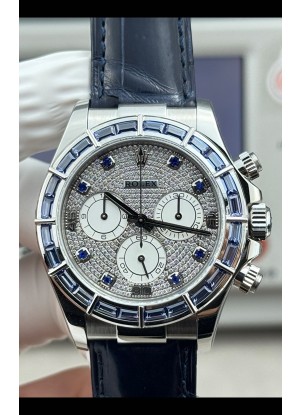 Reloj Rolex Daytona 116589SALV con movimiento libre, esfera de oro blanco y diamantes, superclon