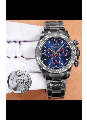 Reloj Rolex Daytona Blaken 4131 con movimiento y esfera azul, réplica de alta calidad