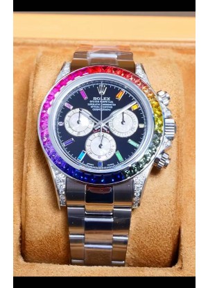 Reloj Rolex Daytona 116599 Superclon de oro blanco con esfera negra