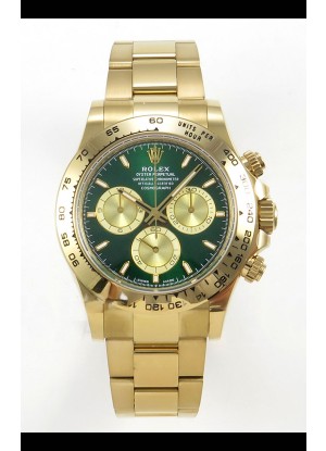 Reloj Rolex Daytona 126508 de oro amarillo con esfera verde, superclon, MVMNT con volante de inercia variable