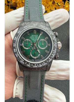 Reloj Rolex Daytona DiW negro con fibra de carbono y esfera verde, superclon