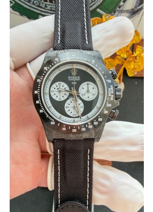 Reloj Rolex Daytona DiW con esfera Paul Newman de fibra de carbono negra, réplica exacta de unReloj Rolex Daytona DiW