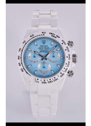 Reloj Rolex Daytona AET de cerámica blanca con esfera azul y movimiento 4130, superclon