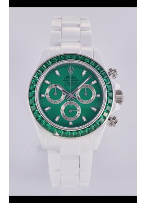 Reloj Rolex Daytona AET de cerámica blanca con esfera verde y movimiento 4130, superclon