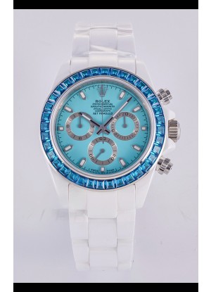 Reloj Rolex Daytona AET de cerámica blanca con esfera azul y movimiento 4130, superclon
