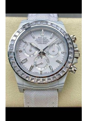 Reloj Rolex Daytona TPT con caja, esfera blanca y correa de nailon, réplica de alta calidad