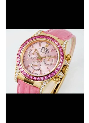 Reloj Rolex Daytona 116568 de oro amarillo, movimiento 4801, zafiros, esfera rosa, superclon