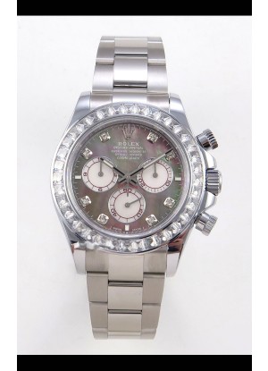 Reloj Rolex Daytona 126599 MVMNT con volante de inercia variable, oro blanco con perlas grises, superclon
