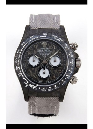 Reloj Rolex Daytona DiW Black Carbon con números arábigos, réplica perfecta