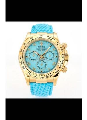 Reloj Rolex Daytona 116568 de oro amarillo con movimiento 4801 y esfera azul, réplica de alta calidad