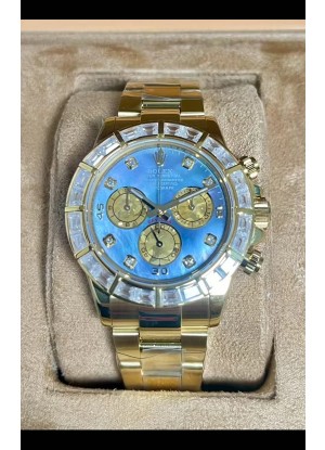 Reloj Rolex Daytona 116568 Superclon de oro amarillo con esfera azul perlada