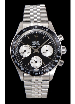 Reloj Rolex Daytona Paul Newman 37MM Tiffany & Co con esfera negra y cuerda manual, superclon