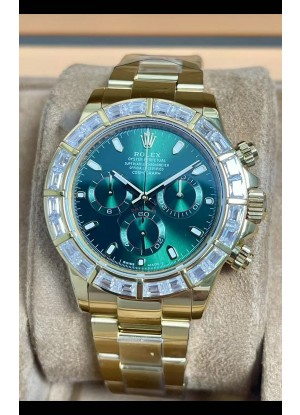 Reloj Rolex Daytona 116568 Superclon de oro amarillo con esfera verde