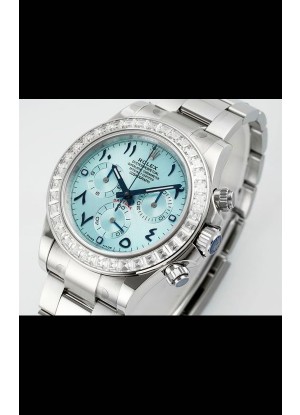 Reloj Rolex Daytona 116519 de acero inoxidable con esfera azul hielo y números arábigos, réplica de alta calidad