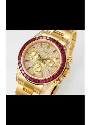 Reloj Rolex Daytona 116519 de oro amarillo con diamantes y esfera, réplica perfecta