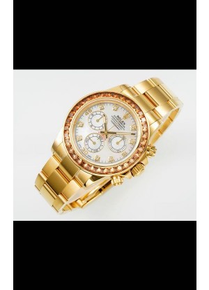 Reloj Rolex Daytona 116519 Superclon de oro amarillo con esfera perlada