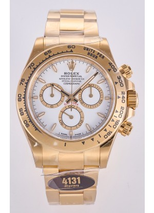 Reloj Rolex Daytona 126508 de oro amarillo con esfera blanca y MVMNT con volante de inercia variable, superclon