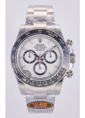 Reloj Rolex Daytona 126500 con esfera blanca, marcadores de bastón y mecanismo MVMNT con volante de inercia variable, superclon