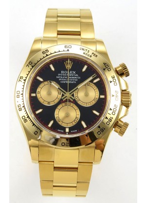 Reloj Rolex Daytona 126508 de oro amarillo con esfera negra y MVMNT con volante de inercia variable, superclon