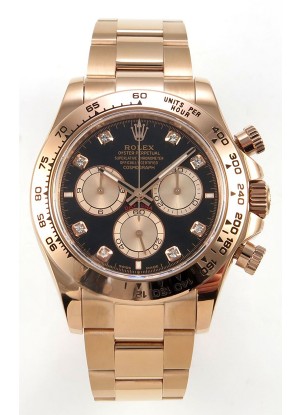 Reloj Rolex Daytona 126505 Rose Black Diamonds con esfera y MVMNT con volante de inercia variable, superclon