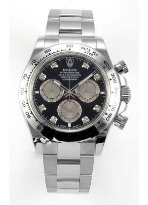 Reloj Rolex Daytona 126509 con esfera negra, diamantes, marcadores y MVMNT con volante de inercia variable, Superclon