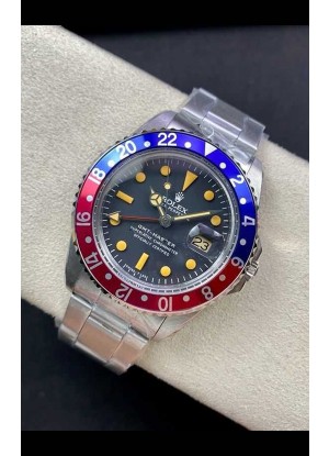 Reloj réplica suizo Rolex GMT Master 16750 Pepsi Patina Vintage Matte Dial