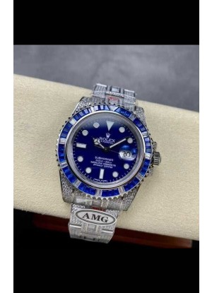 Reloj réplica suizo Rolex Submariner 116610 Iced Out Edition 20 con esfera azul
