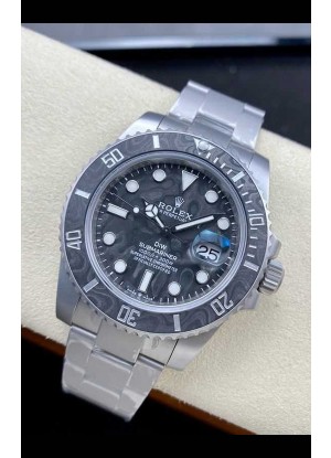 Rolex Submariner DiW Bisel/Esfera de Fibra de Carbono Arenada Movimiento de Muelle Libre Superclon