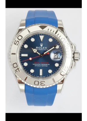Reloj Rolex Yachtmaster de 40 mm con esfera azul y correa de caucho, réplica perfecta