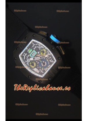 Richard Mille RM011 Filipe Massa PVD Reloj Replica Suizo en Correa de Nylon Negra