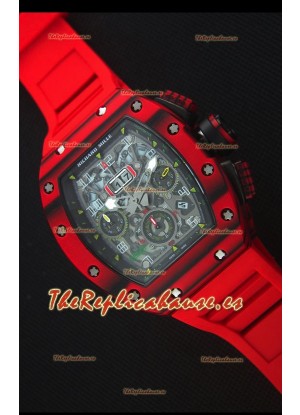 Richard Mille RM011-03 Reloj con Caja de Carbón Forjado Rojo de una sola Pieza en Correa color Rojo