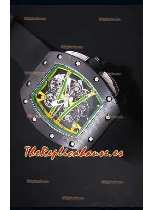 Richard Mille RM061 Reloj Replica Caja de Cerámica Bisel de color combinado Amarillo/Verde