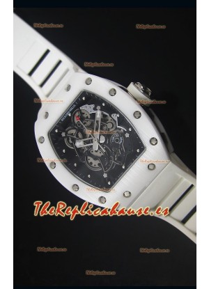 Richard Mille RM055 Reloj con Caja en Cerámica color Blanco con parte Interna del Bisel en color Negro