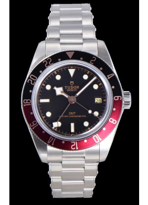 Reloj Tudor Black Bay GMT con esfera negra y bisel negro/rojo, réplica perfecta