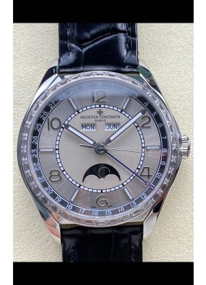 Reloj réplica suizo Vacheron Constantin Fiftysix con fase lunar, esfera de acero y caja de acero