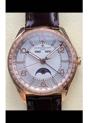 Reloj réplica suizo Vacheron Constantin Fiftysix con fase lunar, esfera de acero y oro rosa