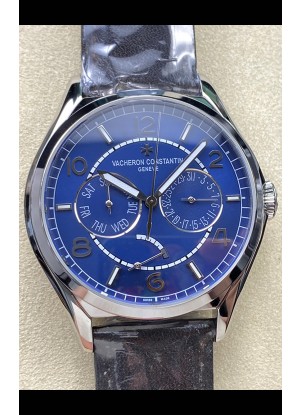 Reloj réplica suizo Vacheron Constantin Fiftysix Day-Date de acero inoxidable con esfera azul