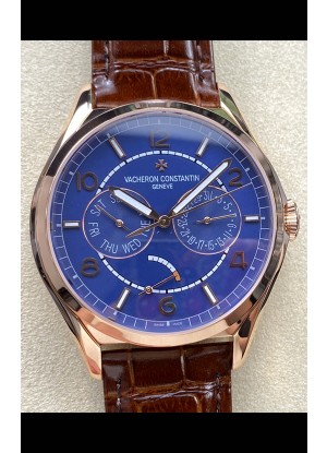 Reloj réplica suizo Vacheron Constantin Fiftysix Day-Date de oro rosa con esfera azul